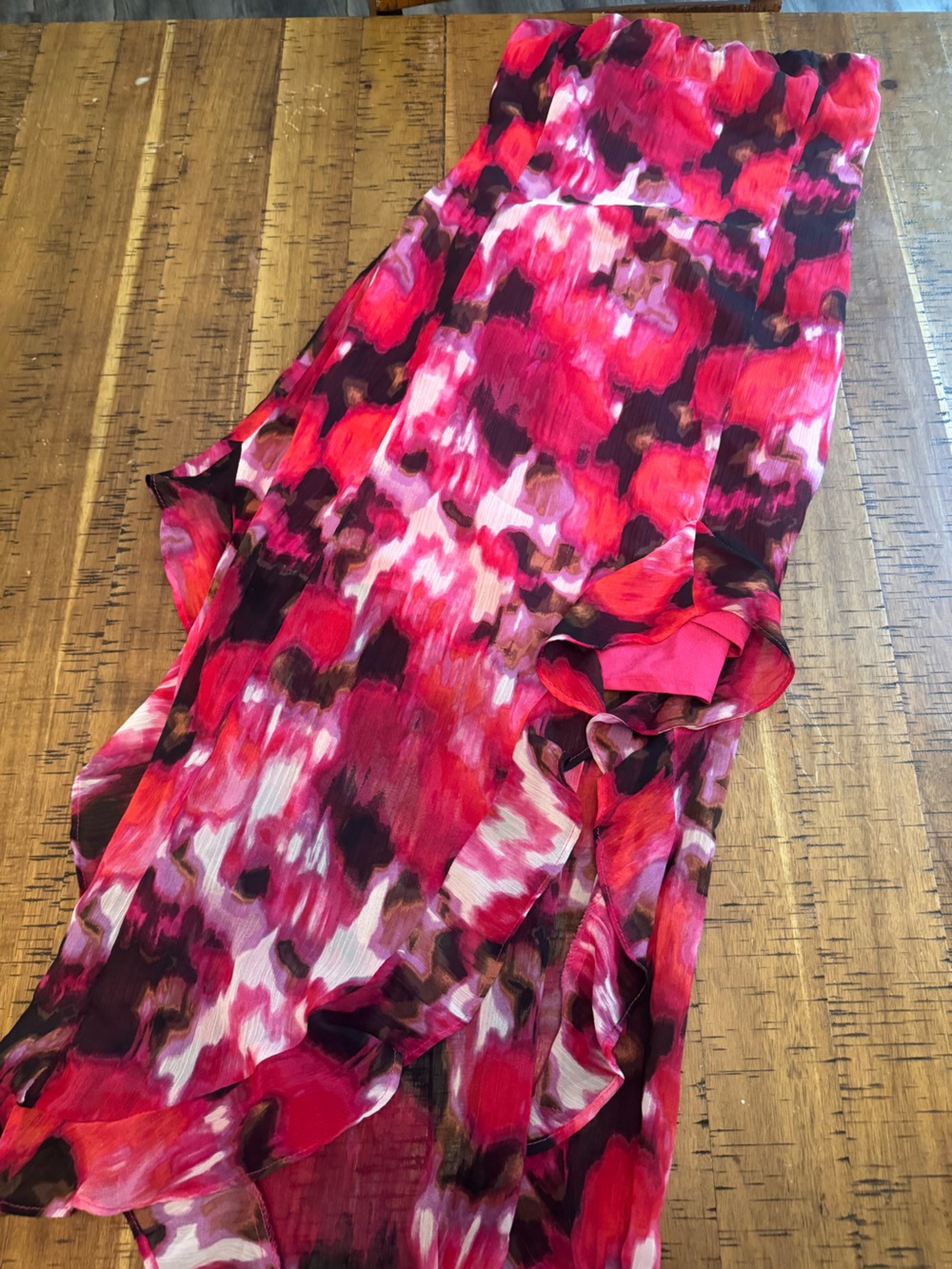 Forever 21 Small Pink and Fuchsia Abstract Asymmetrical Strapless Dress